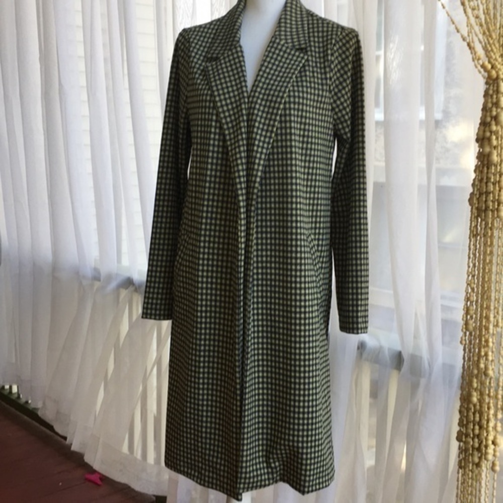 NWOT MELLODAY yellow,black and grey trench coat - Picture 1 of 8